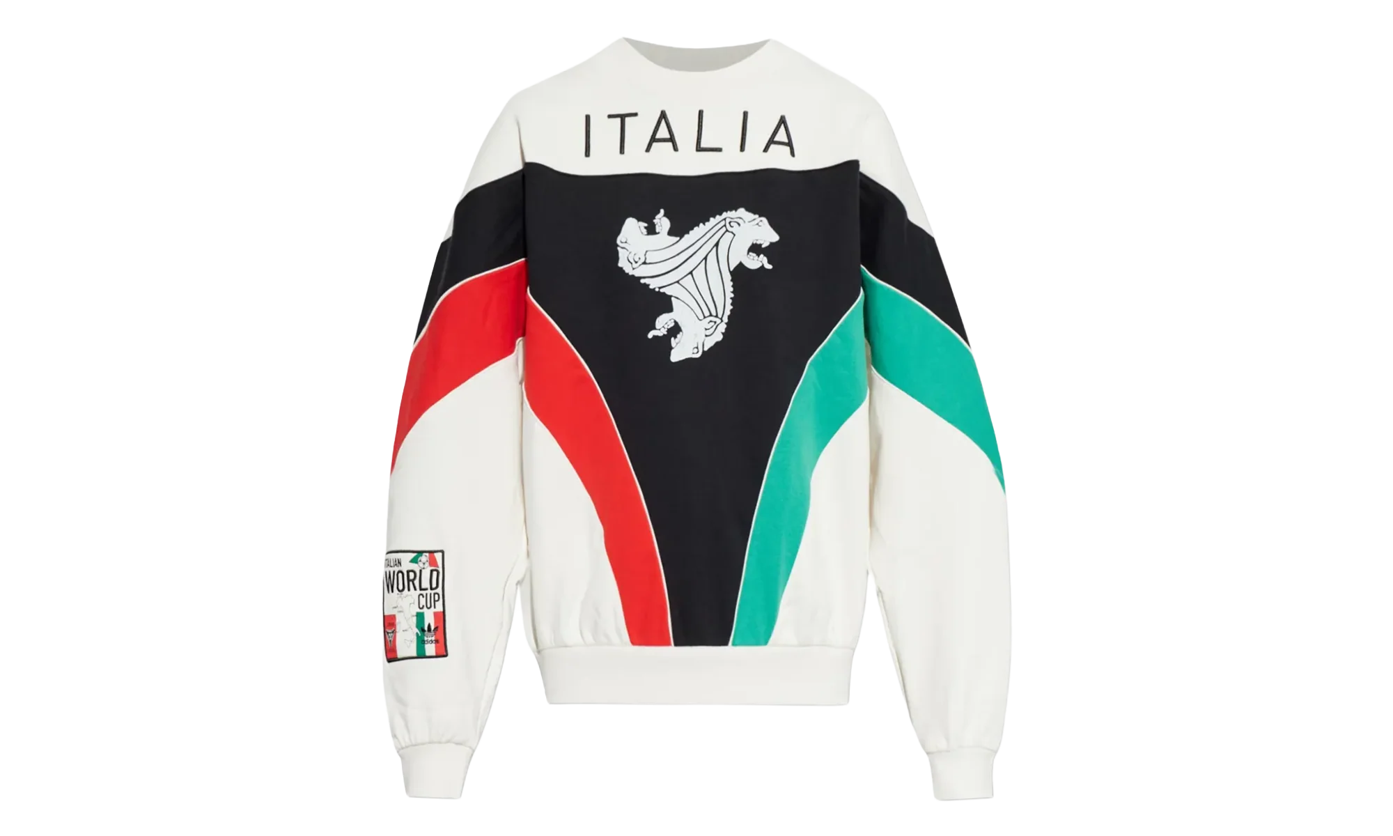 Italia Coppa Del Mundo Crew Sweater WMNS "Cloud White / Black / Vivid Red / Semi Court Green" KD7768