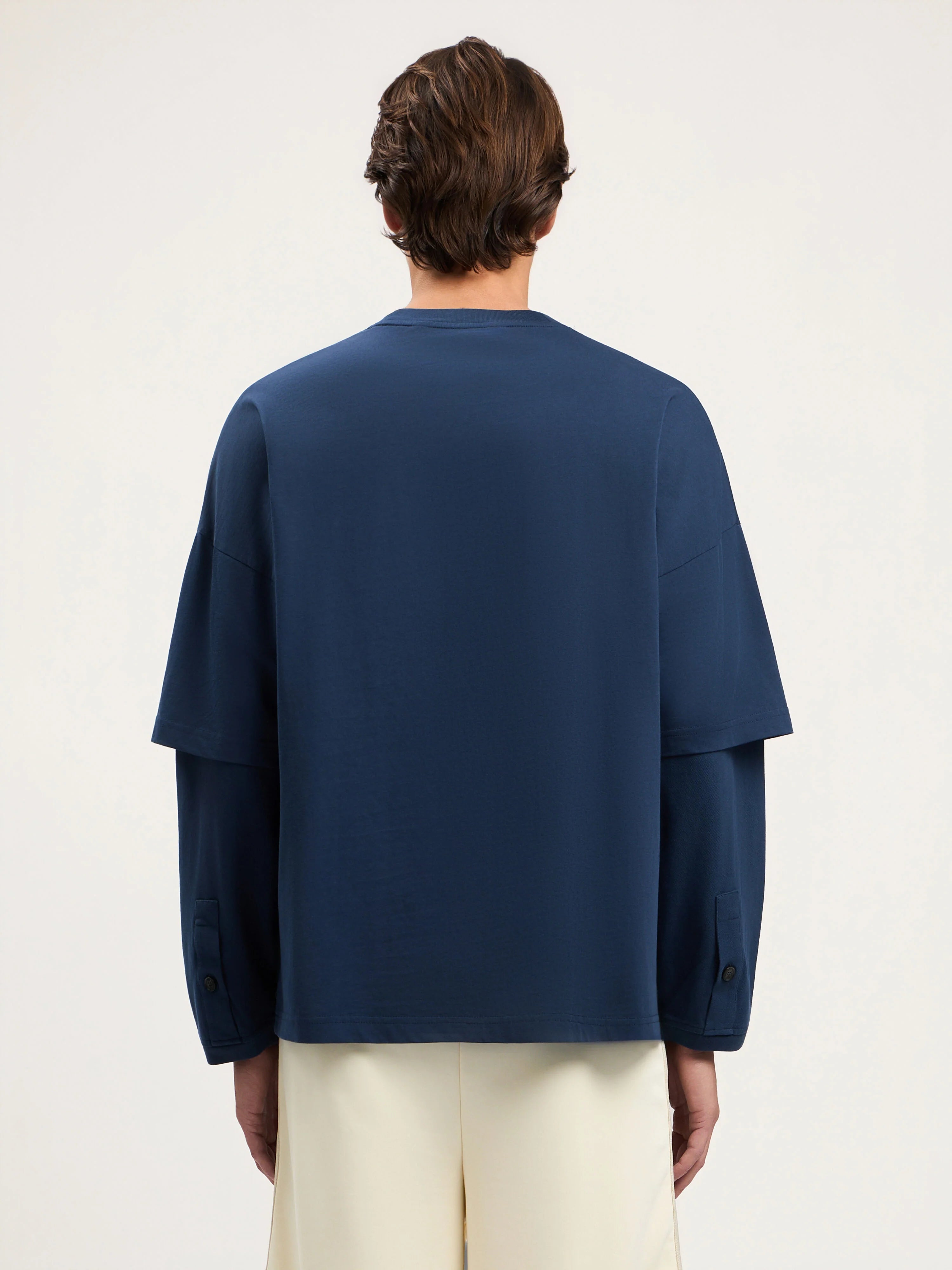 Curved Logo Double Long-Sleeved T-shirt