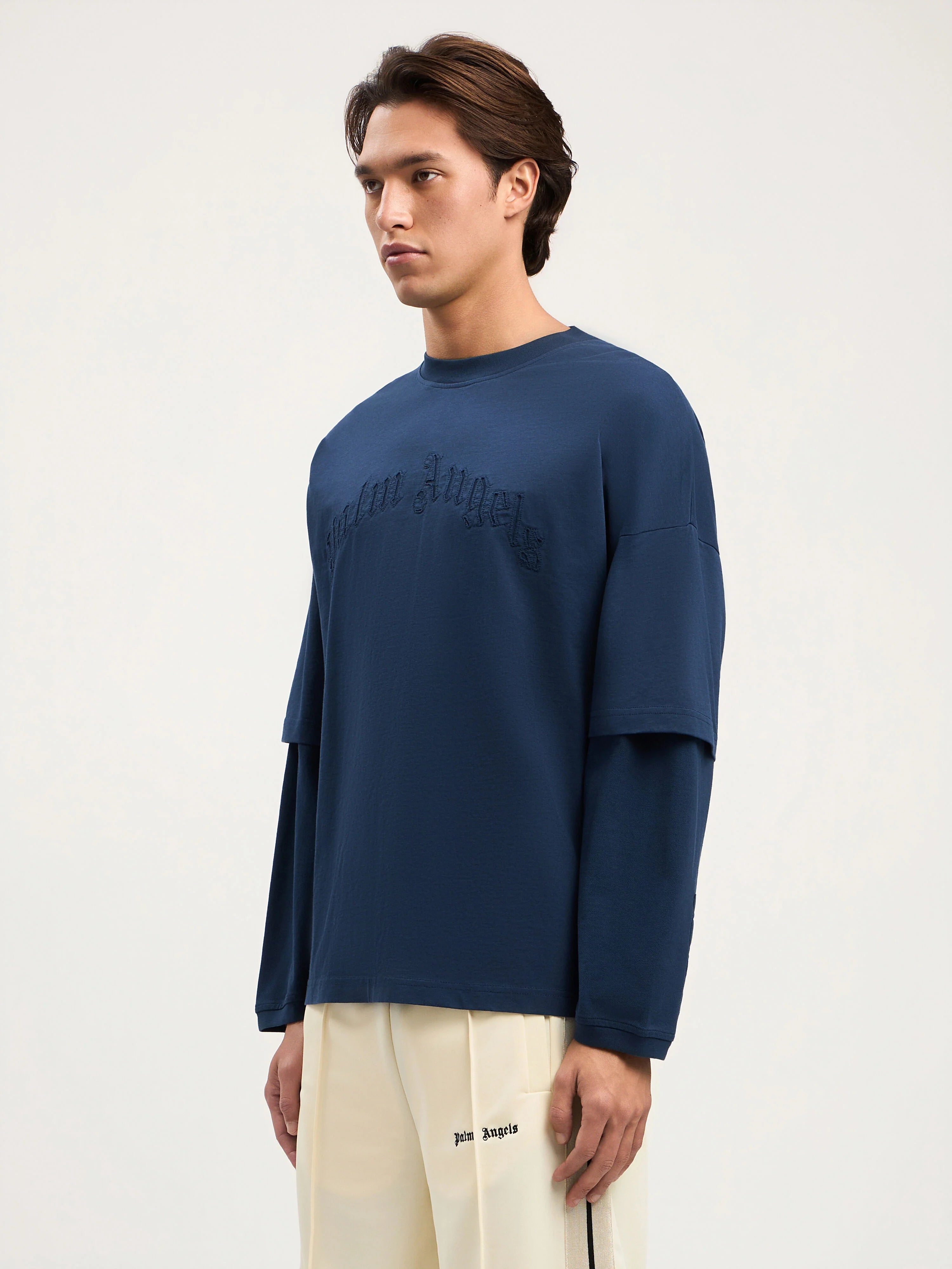Curved Logo Double Long-Sleeved T-shirt