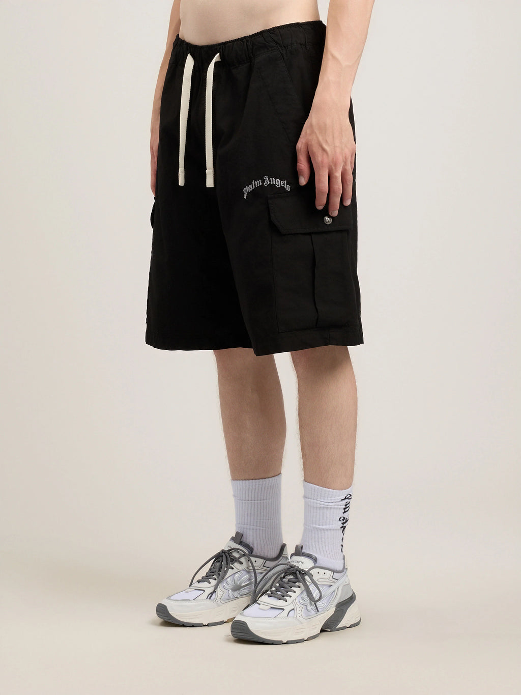 Curved Logo Loose Cargo Shorts