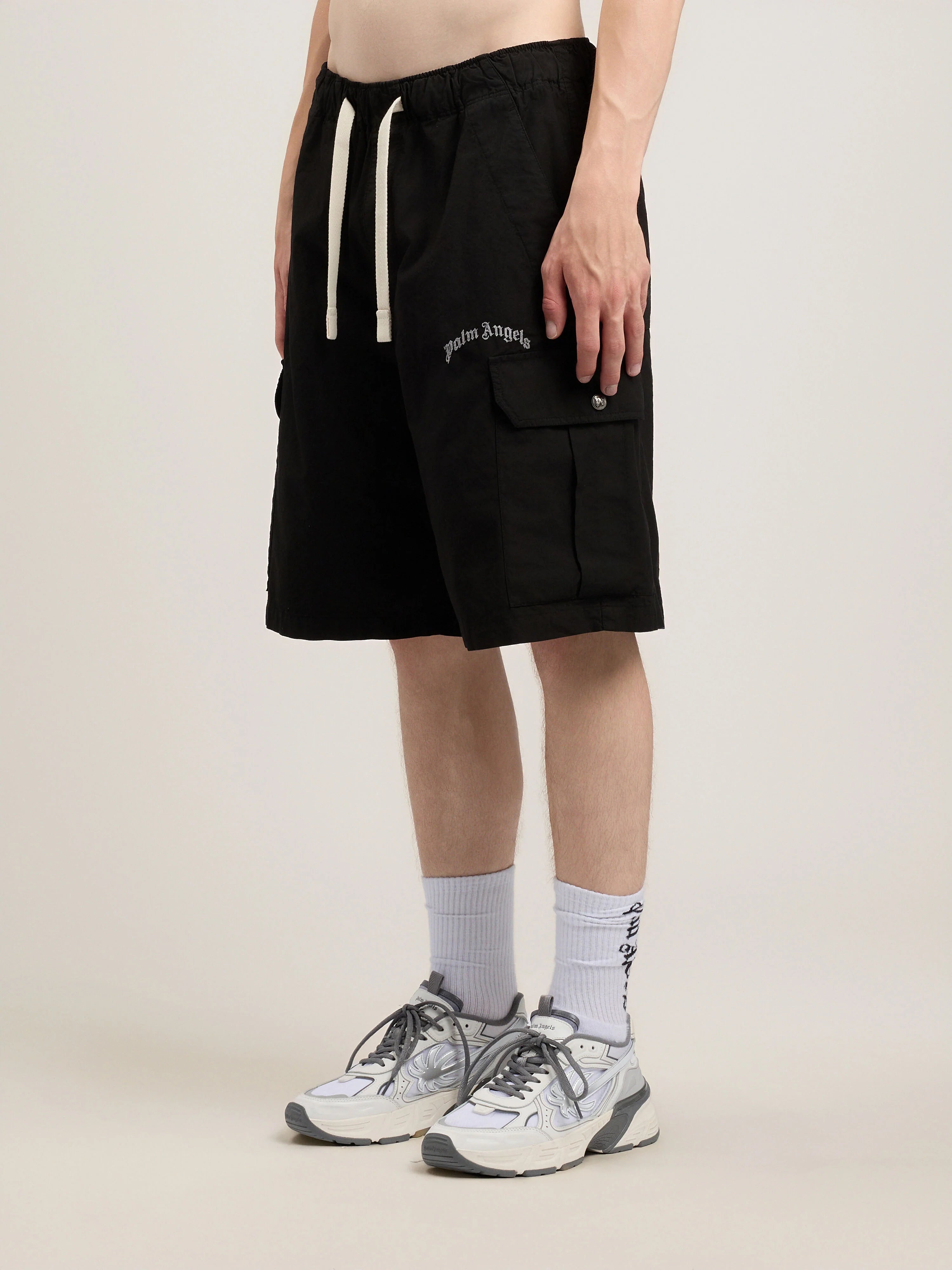 Curved Logo Loose Cargo Shorts