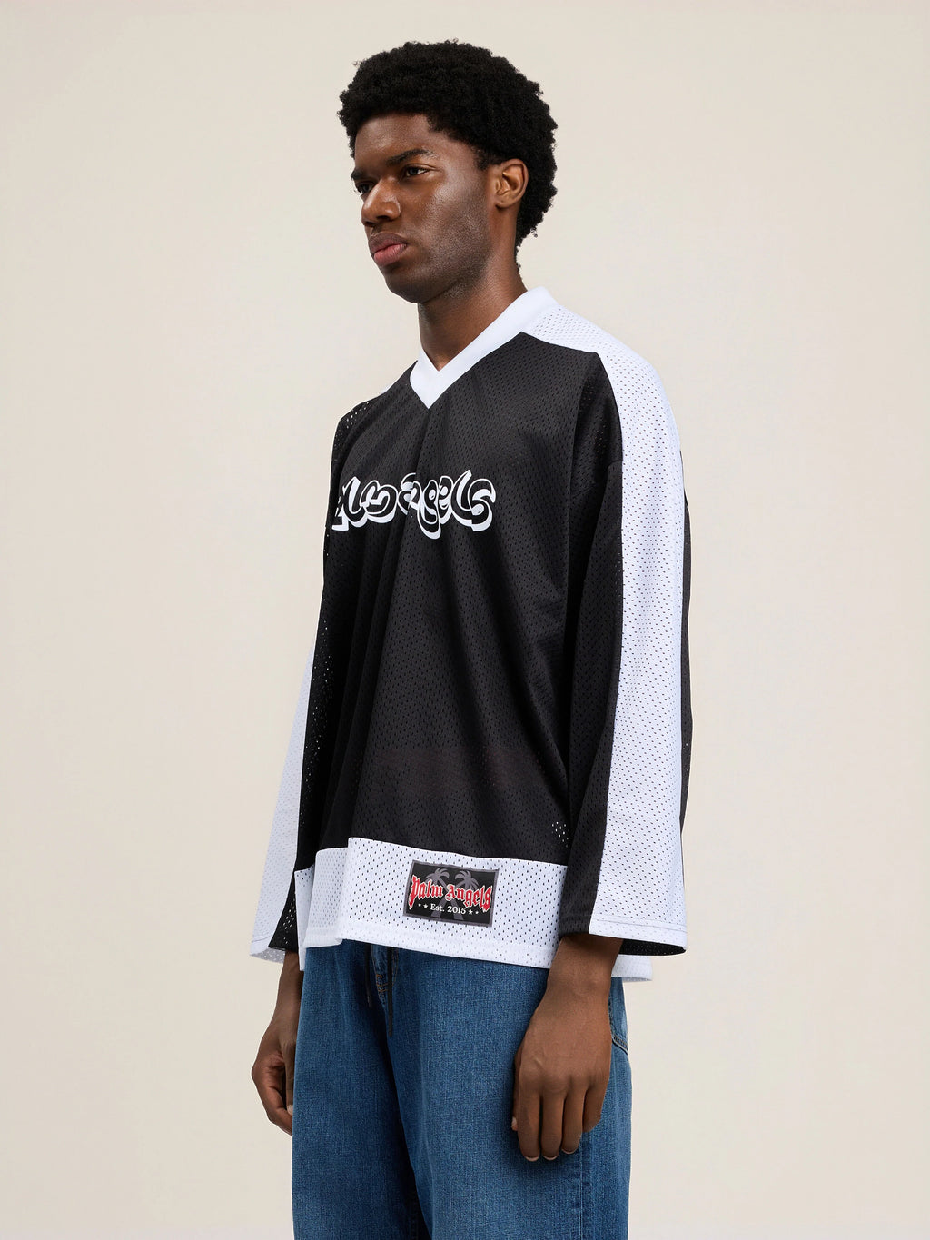 Thai Logo Mesh Loose Long-Sleeved T-Shirt