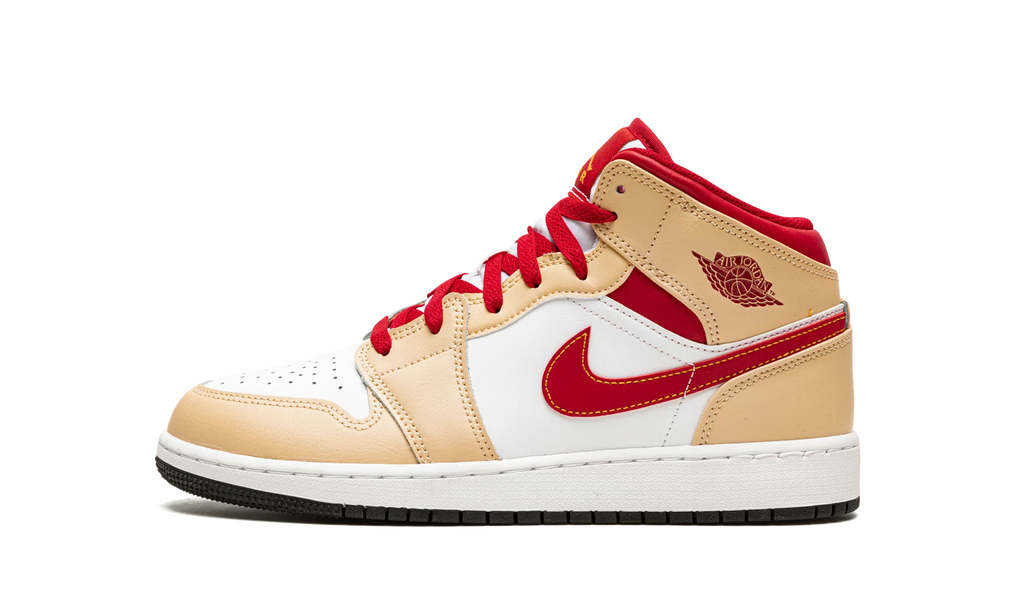 Air Jordan 1 Mid GS "Beige / Red" 554725 201