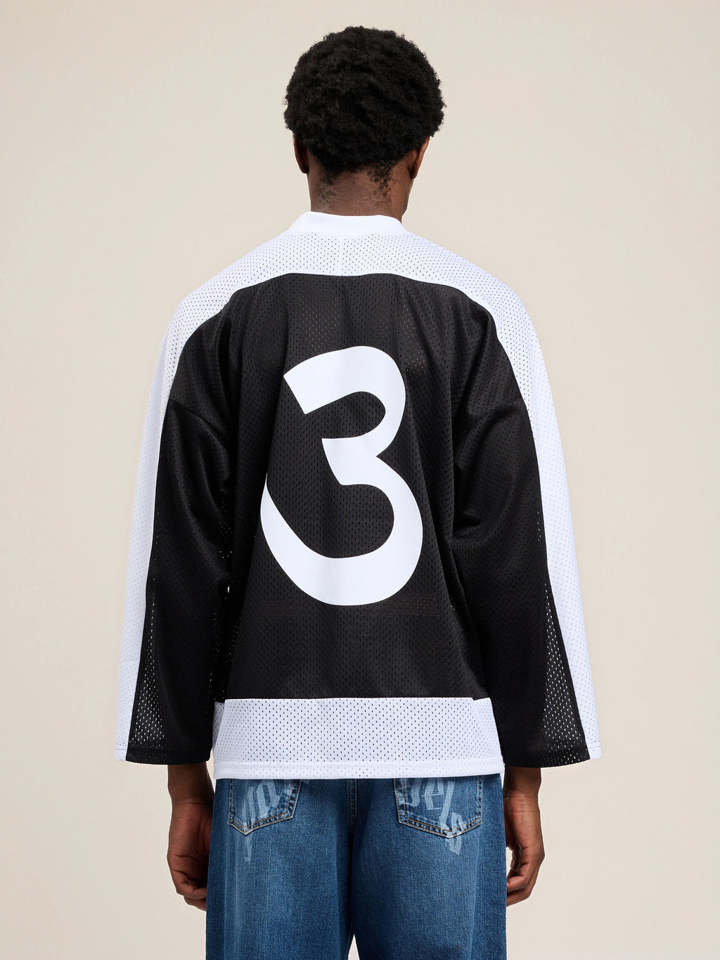 Thai Logo Mesh Loose Long-Sleeved T-Shirt