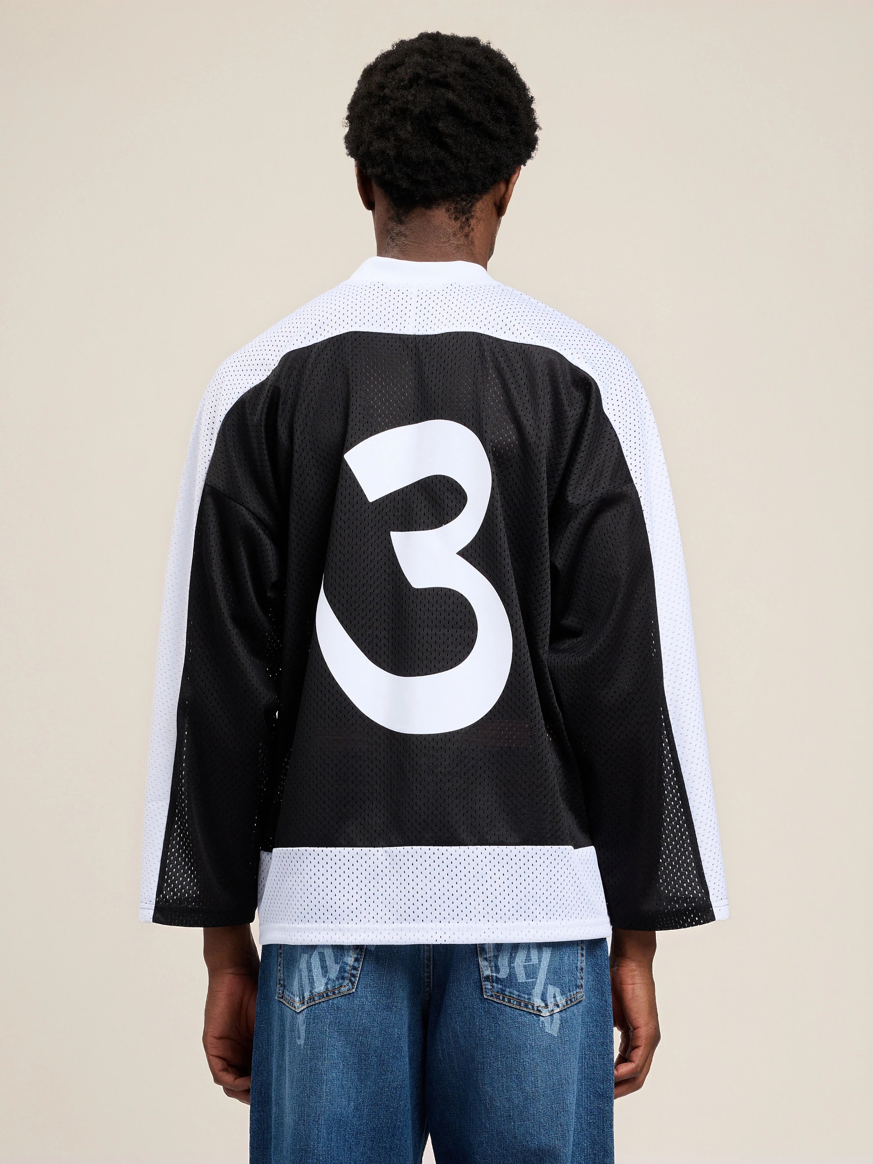 Thai Logo Mesh Loose Long-Sleeved T-Shirt