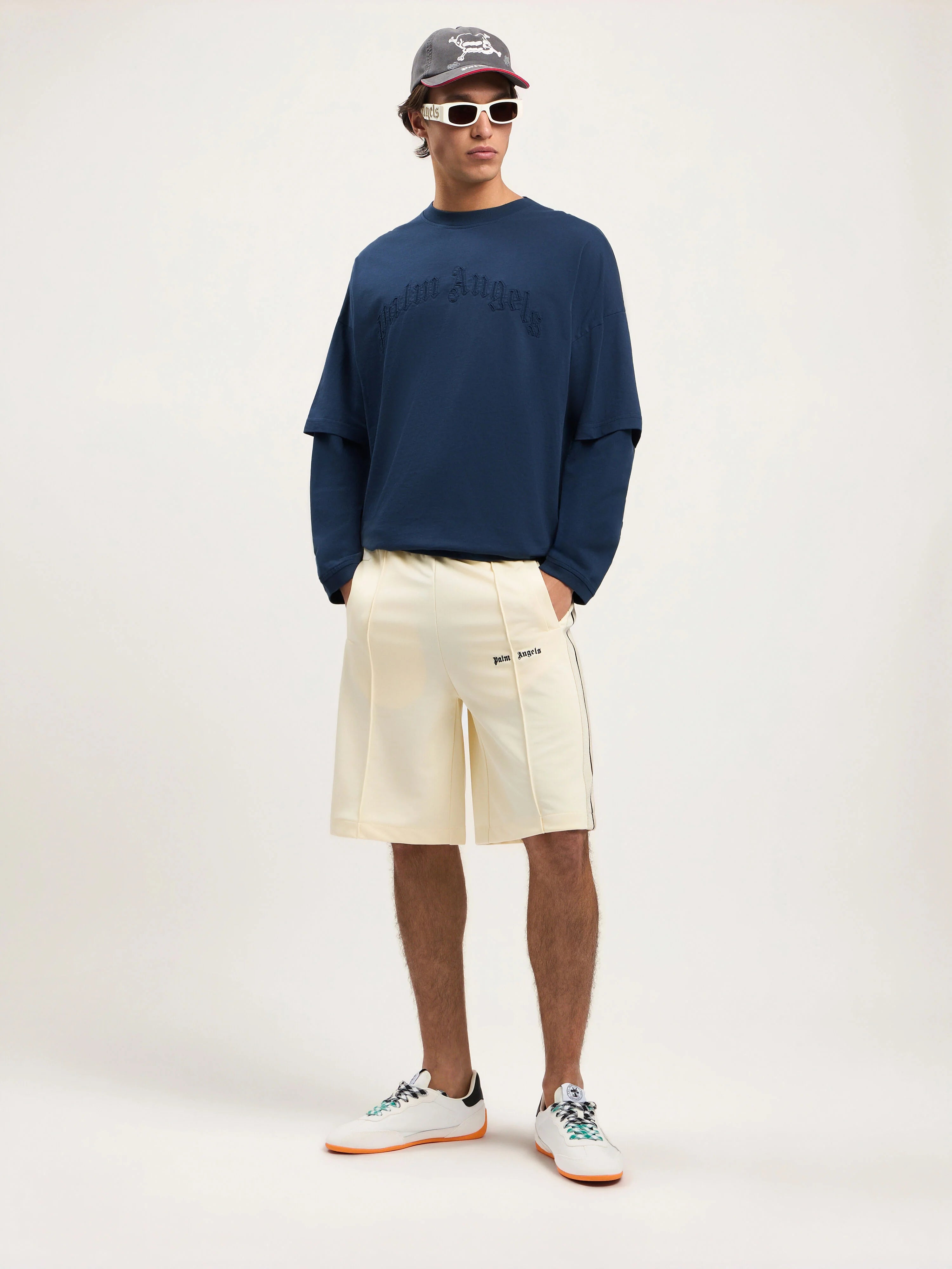 Curved Logo Double Long-Sleeved T-shirt