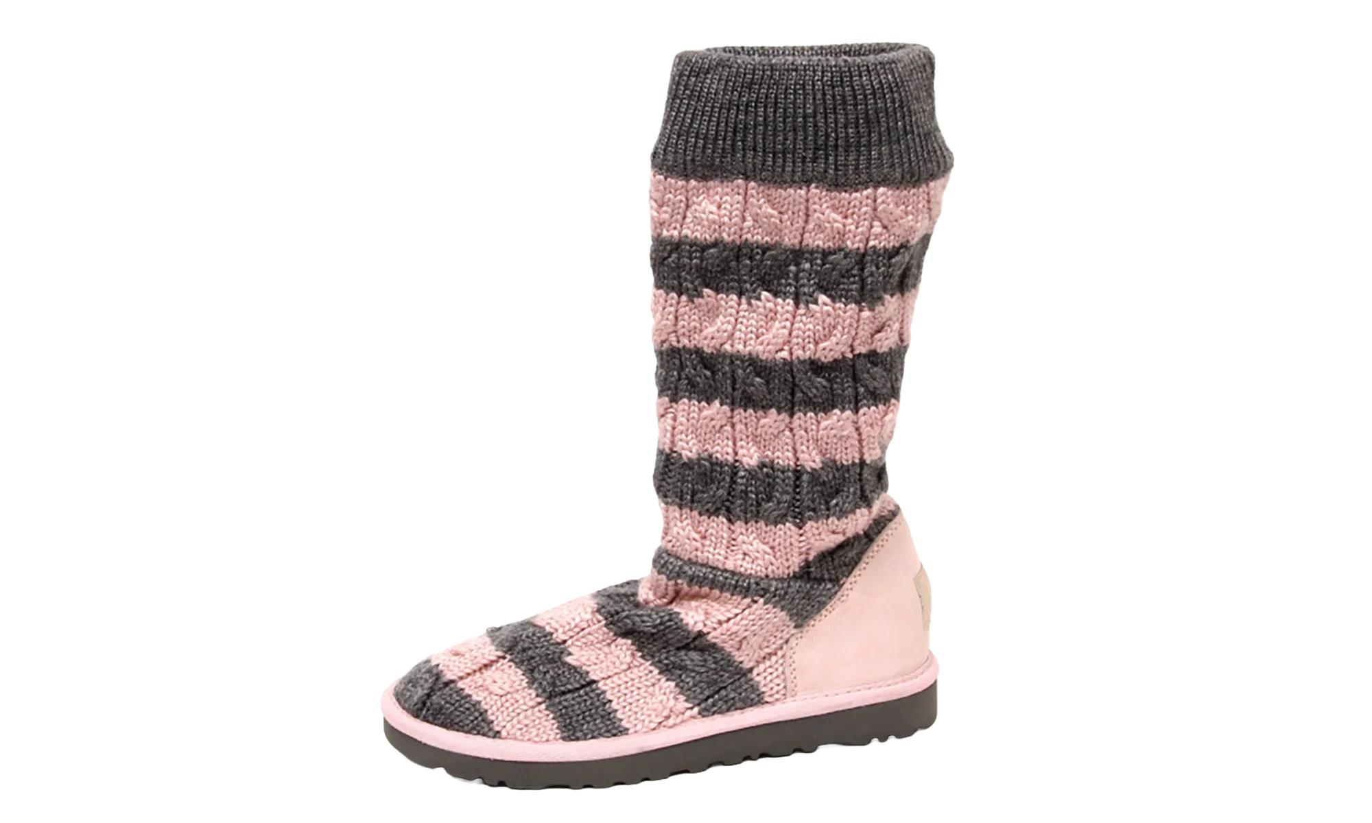Classic Tall Stripe Cable Knit Boots PS "Bliss Pink Heather Grey" 5996K BPHG