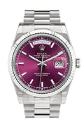 Day-Date 36 Cherry Dial Fluted Bezel President White Gold Watch 118239.
