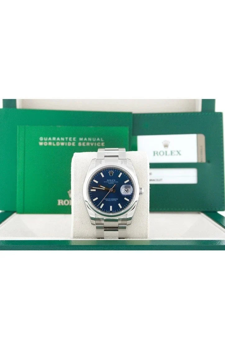 Date 34 Blue Dial Stainless Steel Men's Watch 115200.