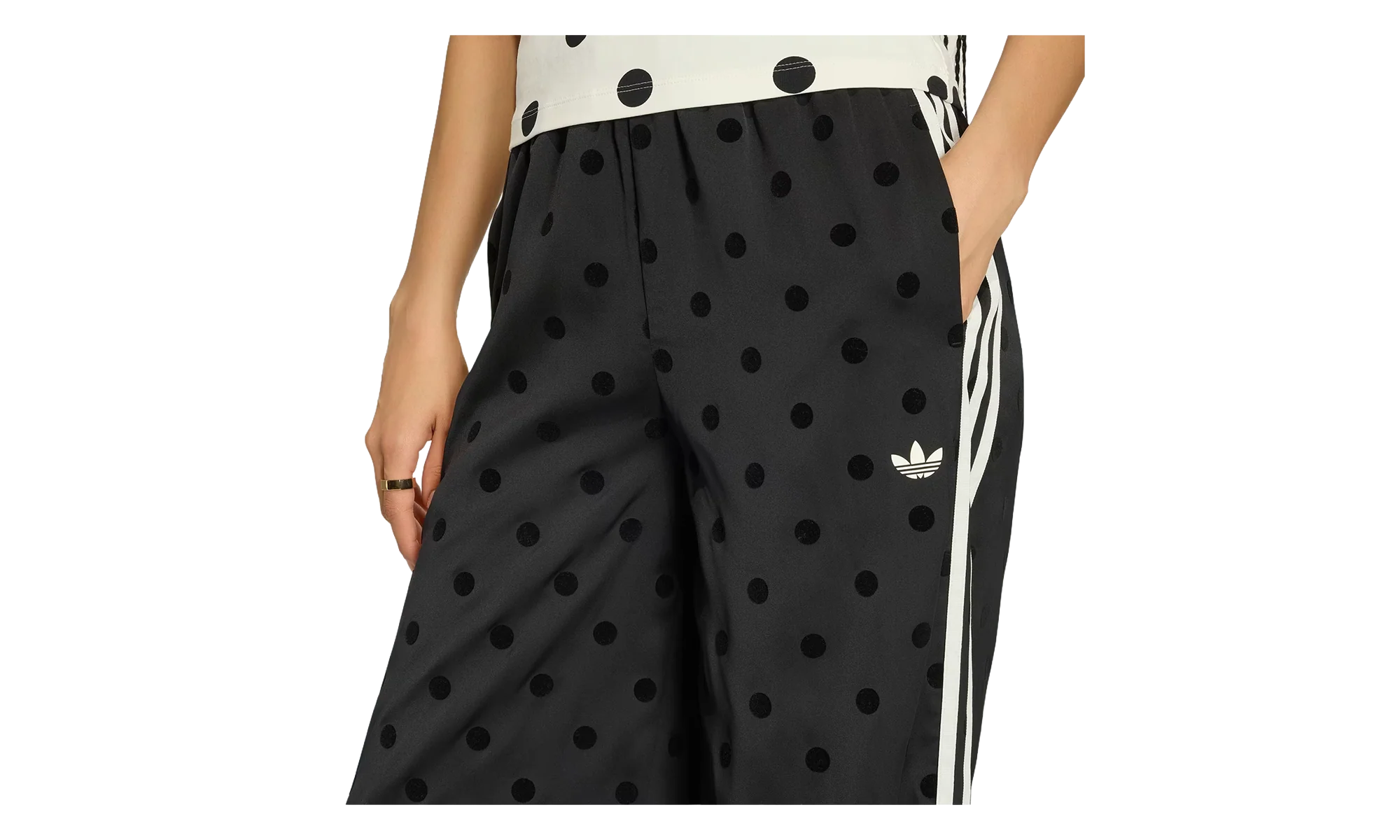 Satin Polka Dots Wide Leg Pants WMNS "Black" KV1169