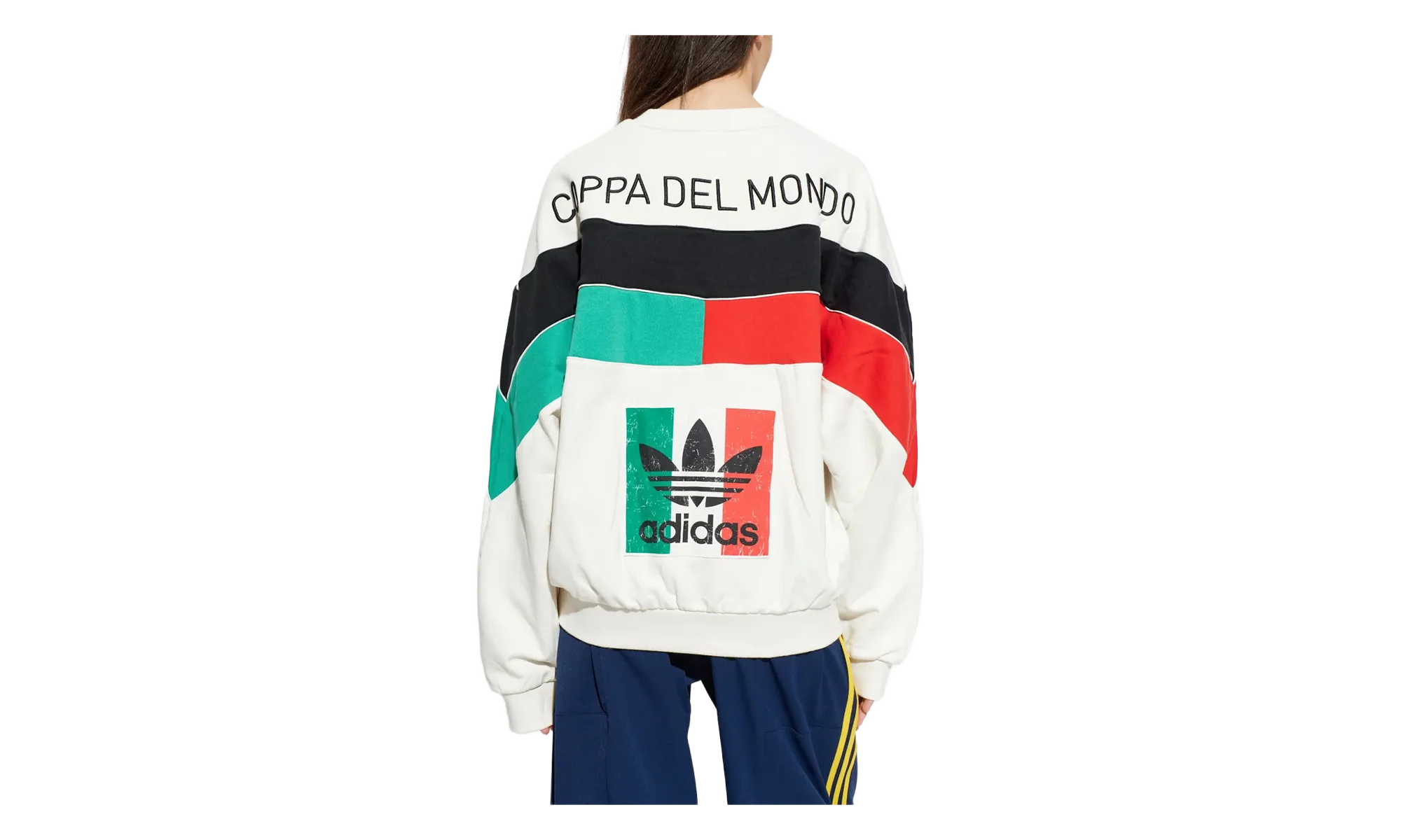 Italia Coppa Del Mundo Crew Sweater WMNS "Cloud White / Black / Vivid Red / Semi Court Green" KD7768