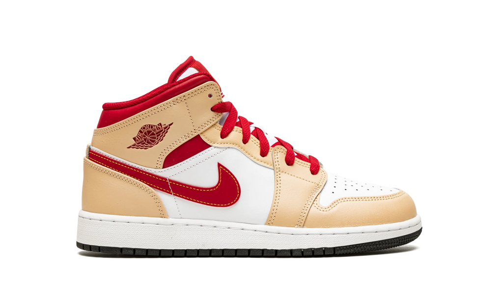 Air Jordan 1 Mid GS "Beige / Red" 554725 201