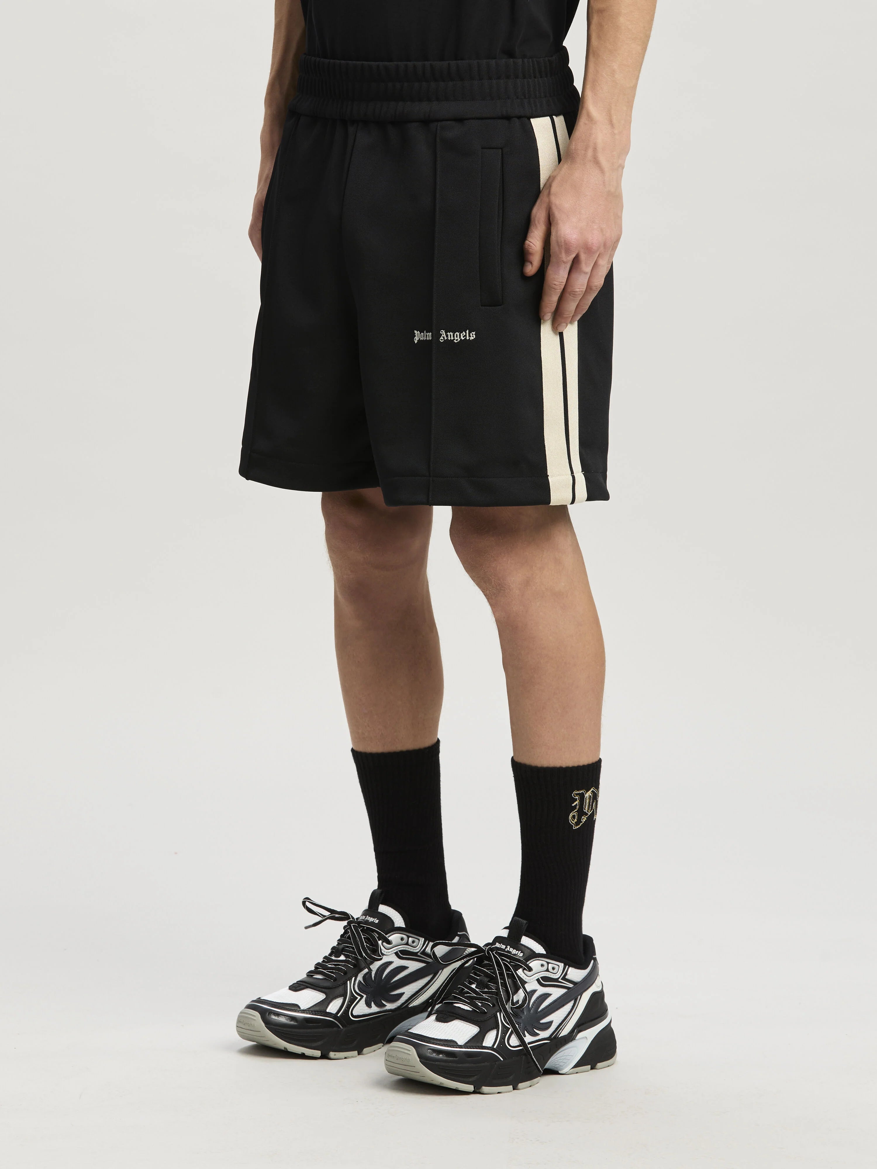 CLASSIC LOGO TRACK SHORTS BLACK OFF WHIT