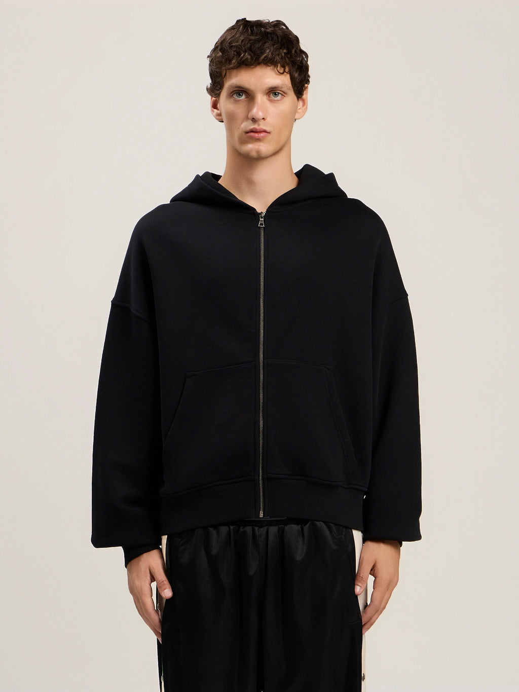 Back Curved Logo Zip Hoodie