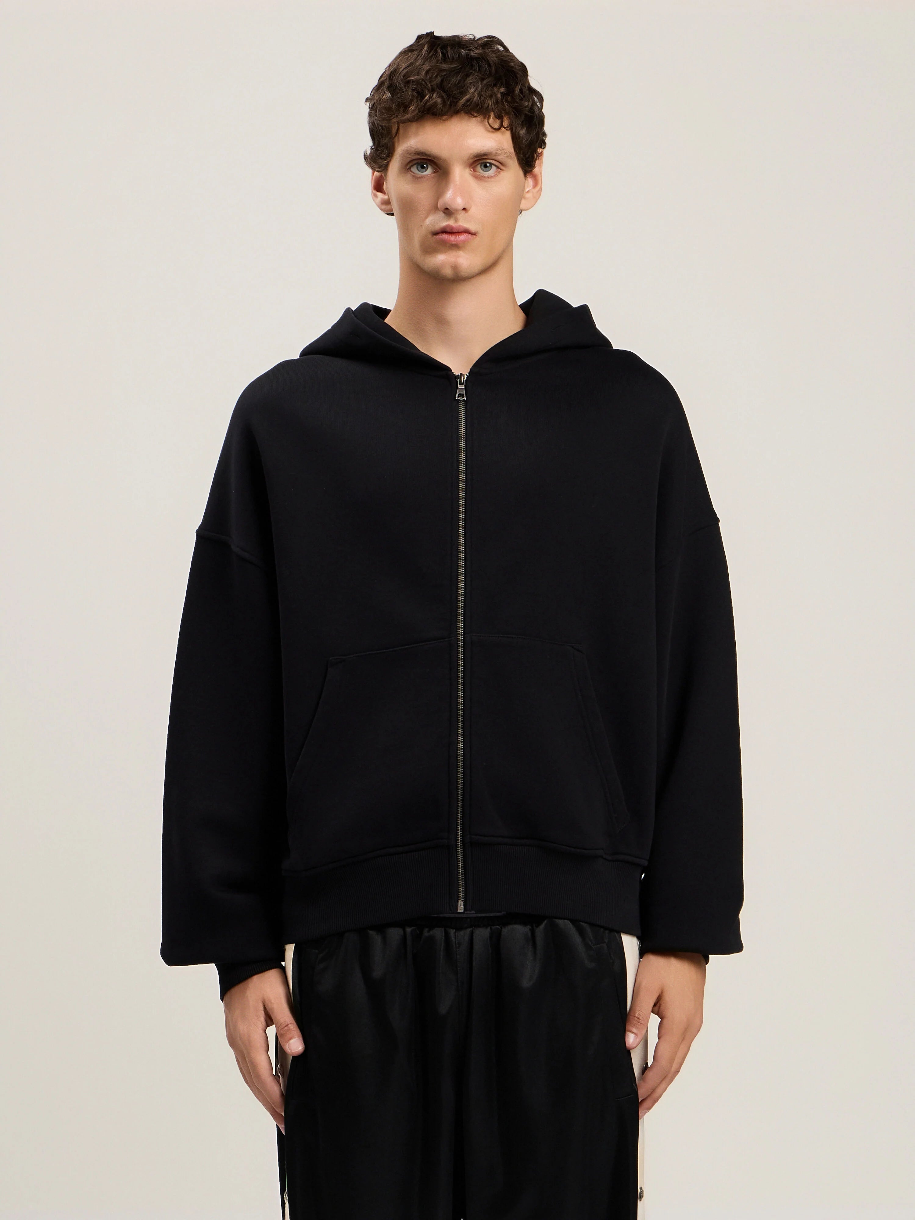 Back Curved Logo Zip Hoodie