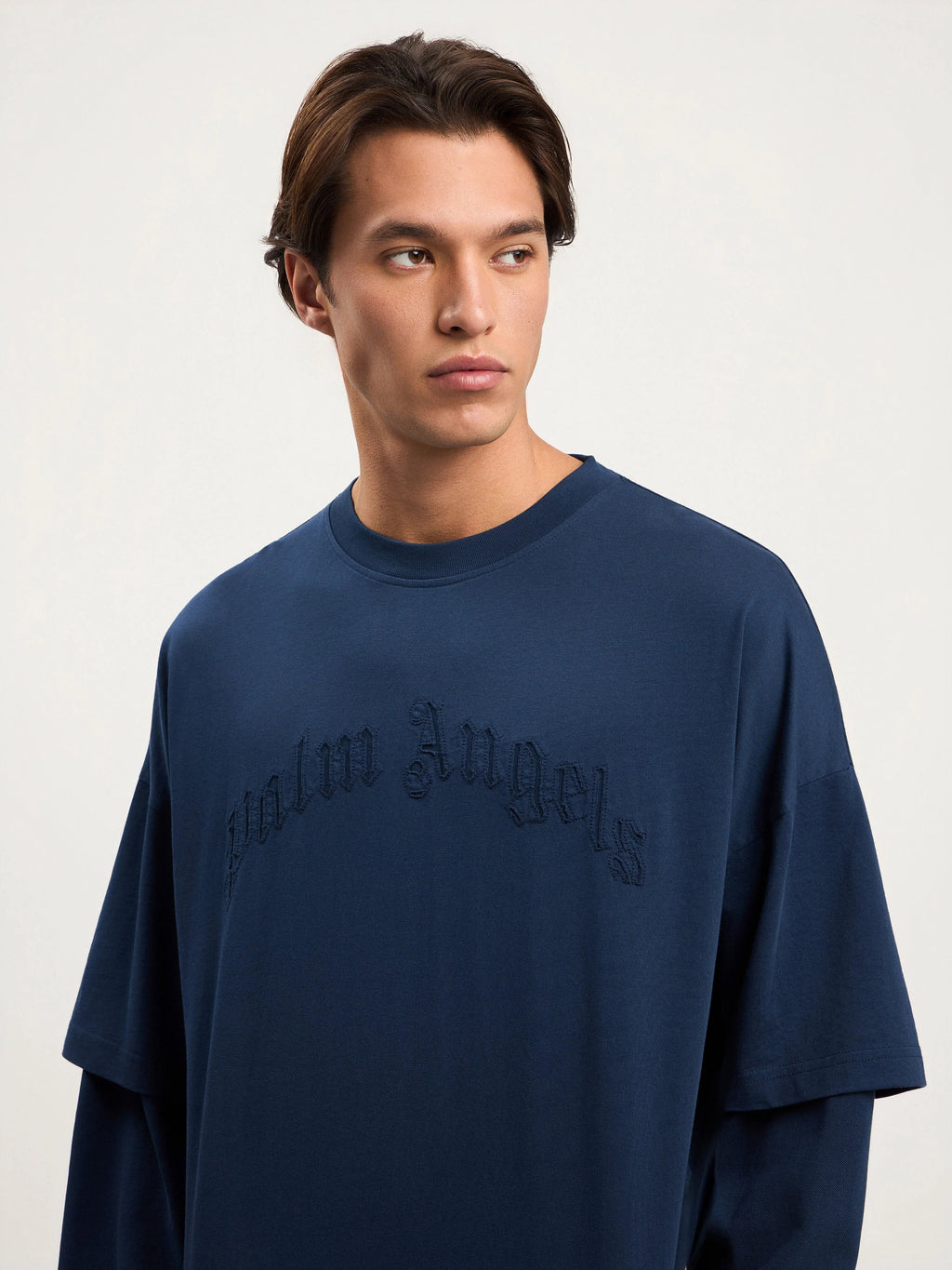 Curved Logo Double Long-Sleeved T-shirt