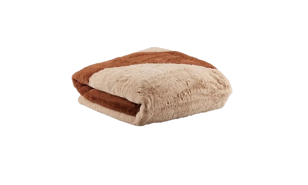 Swoosh Faux Fur Throw Blanket "Beige / Brown" DO3793 200