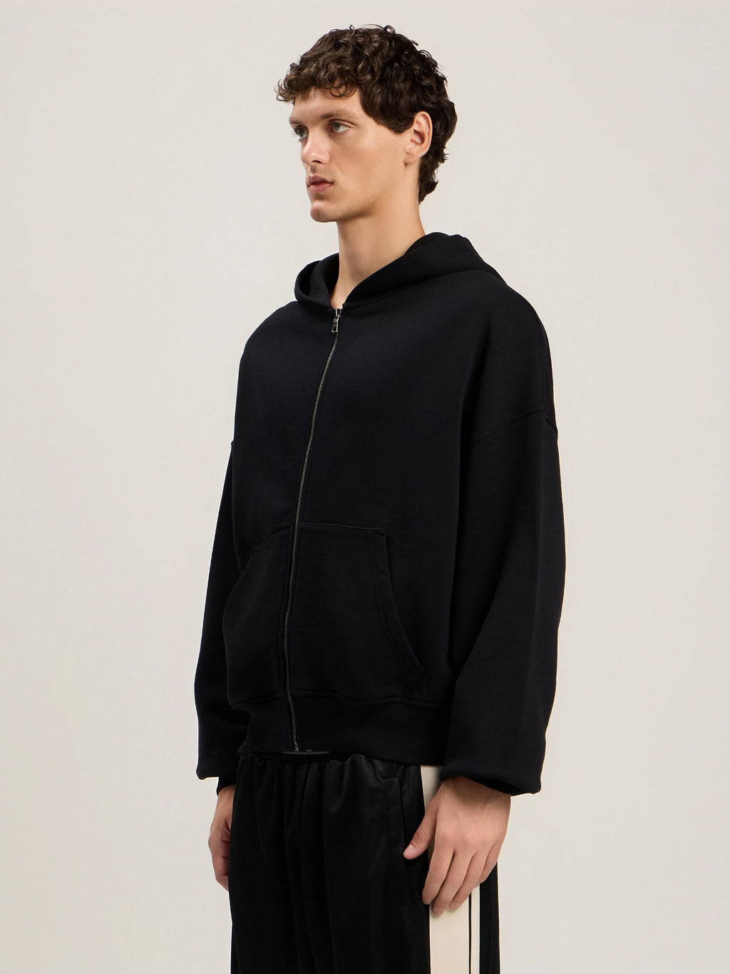 Back Curved Logo Zip Hoodie