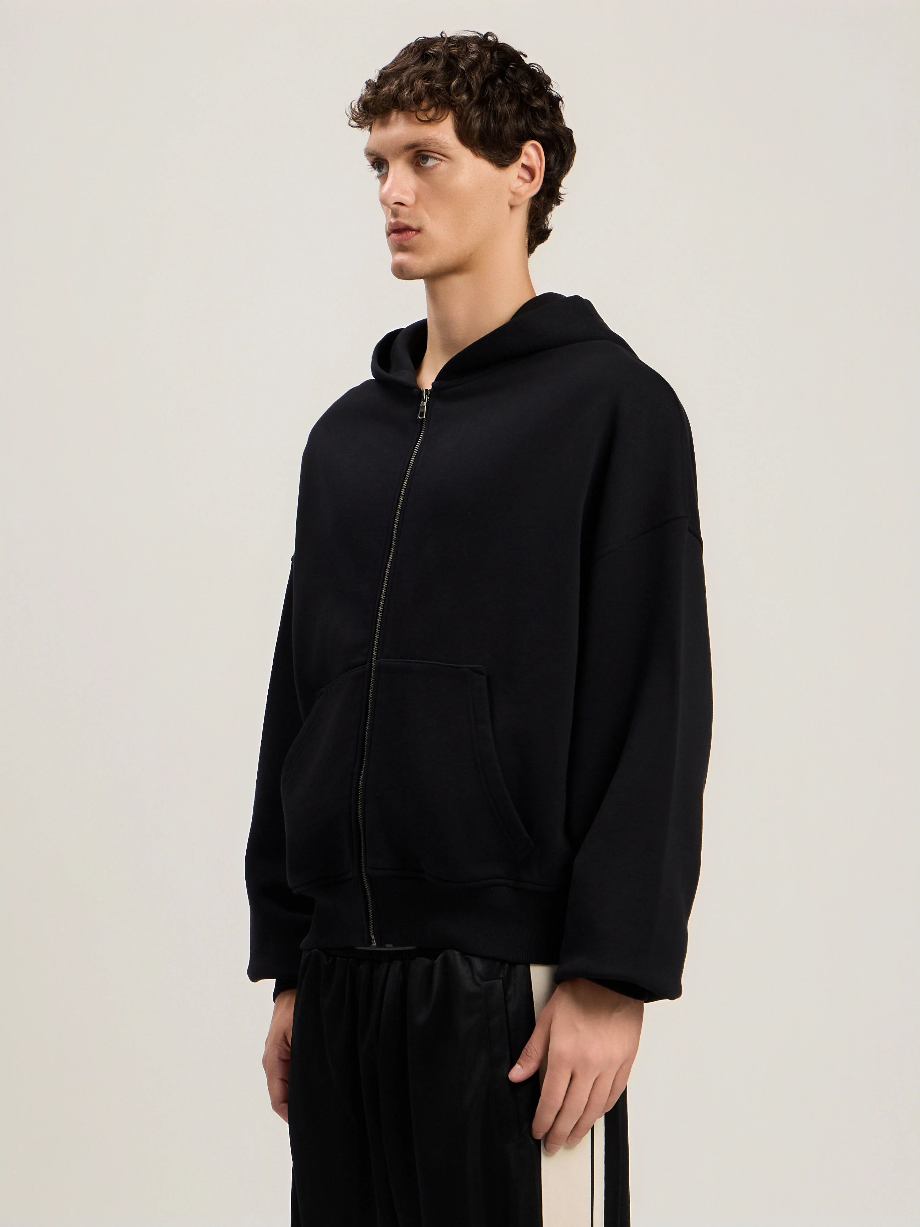 Back Curved Logo Zip Hoodie