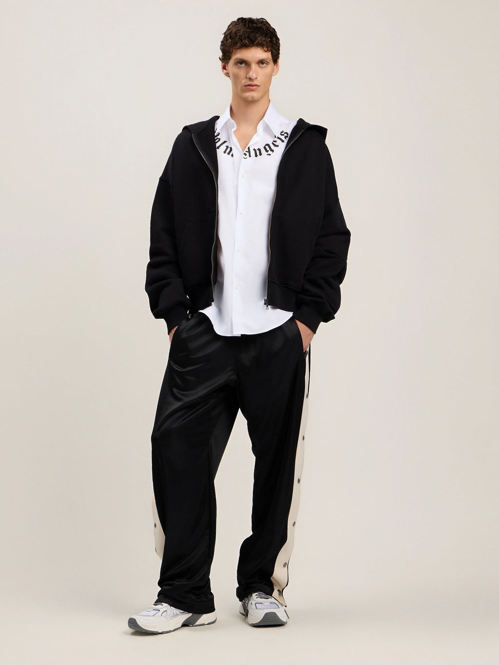 Back Curved Logo Zip Hoodie